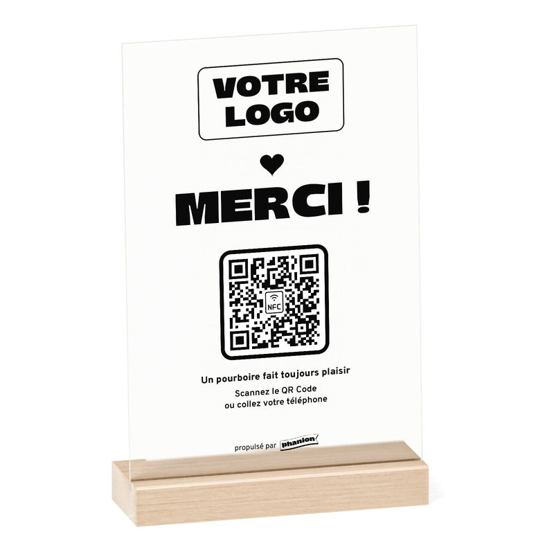 Plaque pourboire Merci personnalisée en acrylique