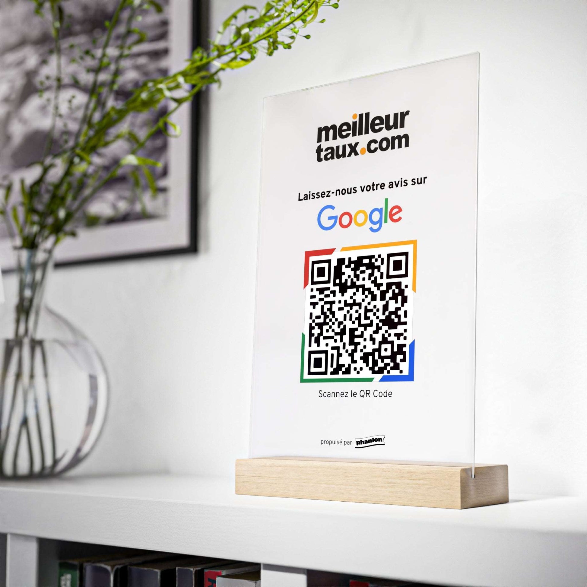 Plaque QR code Avis Google - Rectangulaire