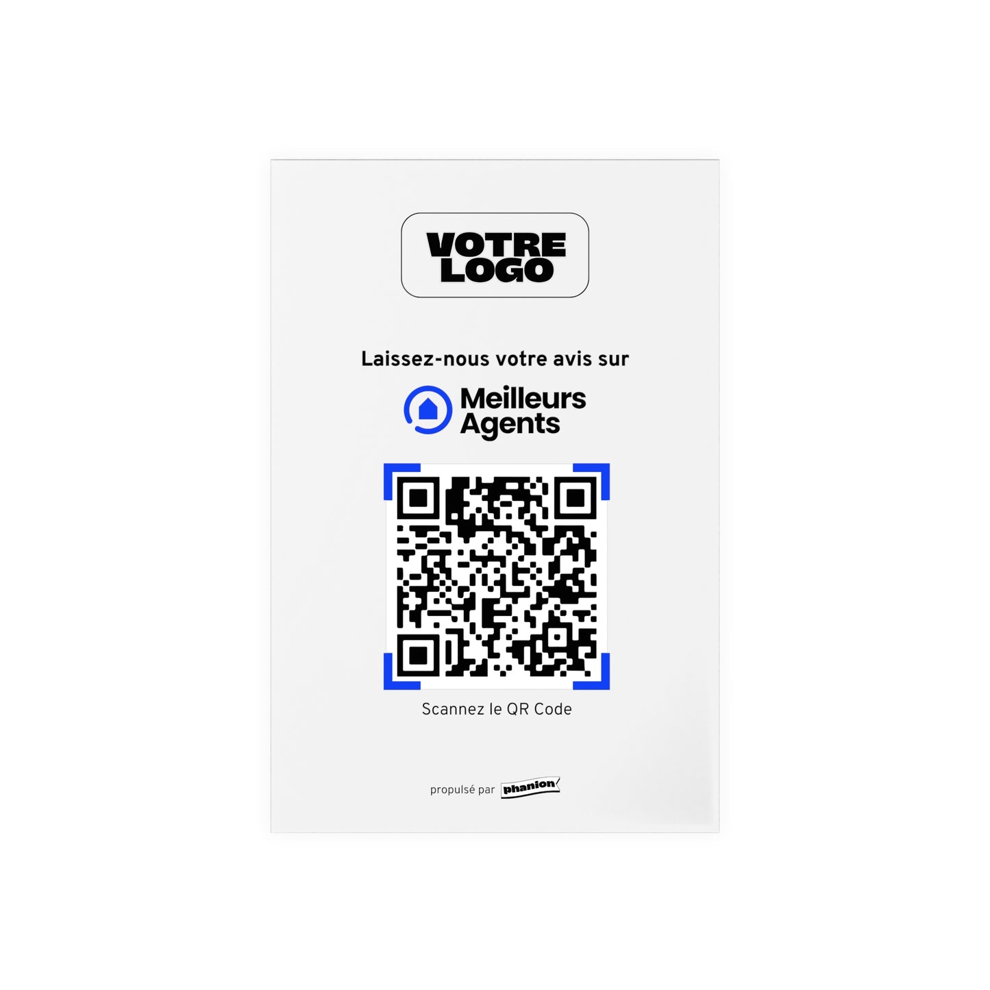 Plaque QR code Avis Meilleurs Agents - Rectangulaire