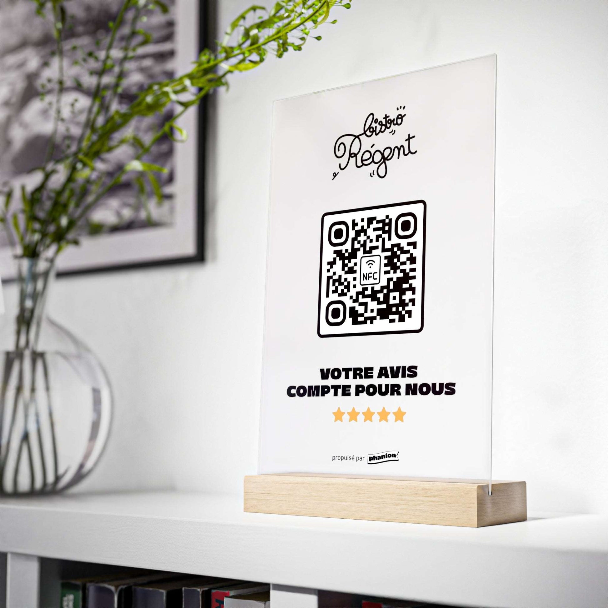 Plaque NFC & QR code Avis Google - Rectangulaire