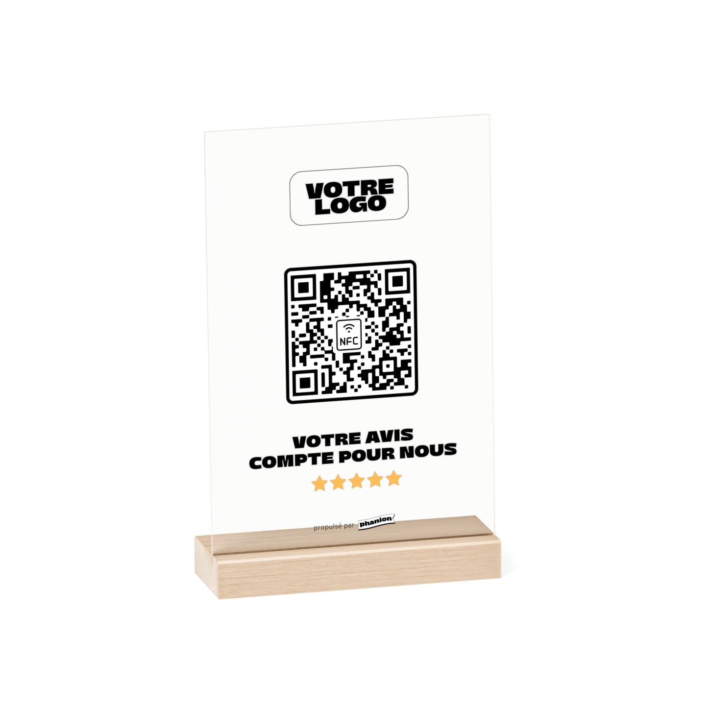 Plaque NFC & QR code Avis Google - Rectangulaire