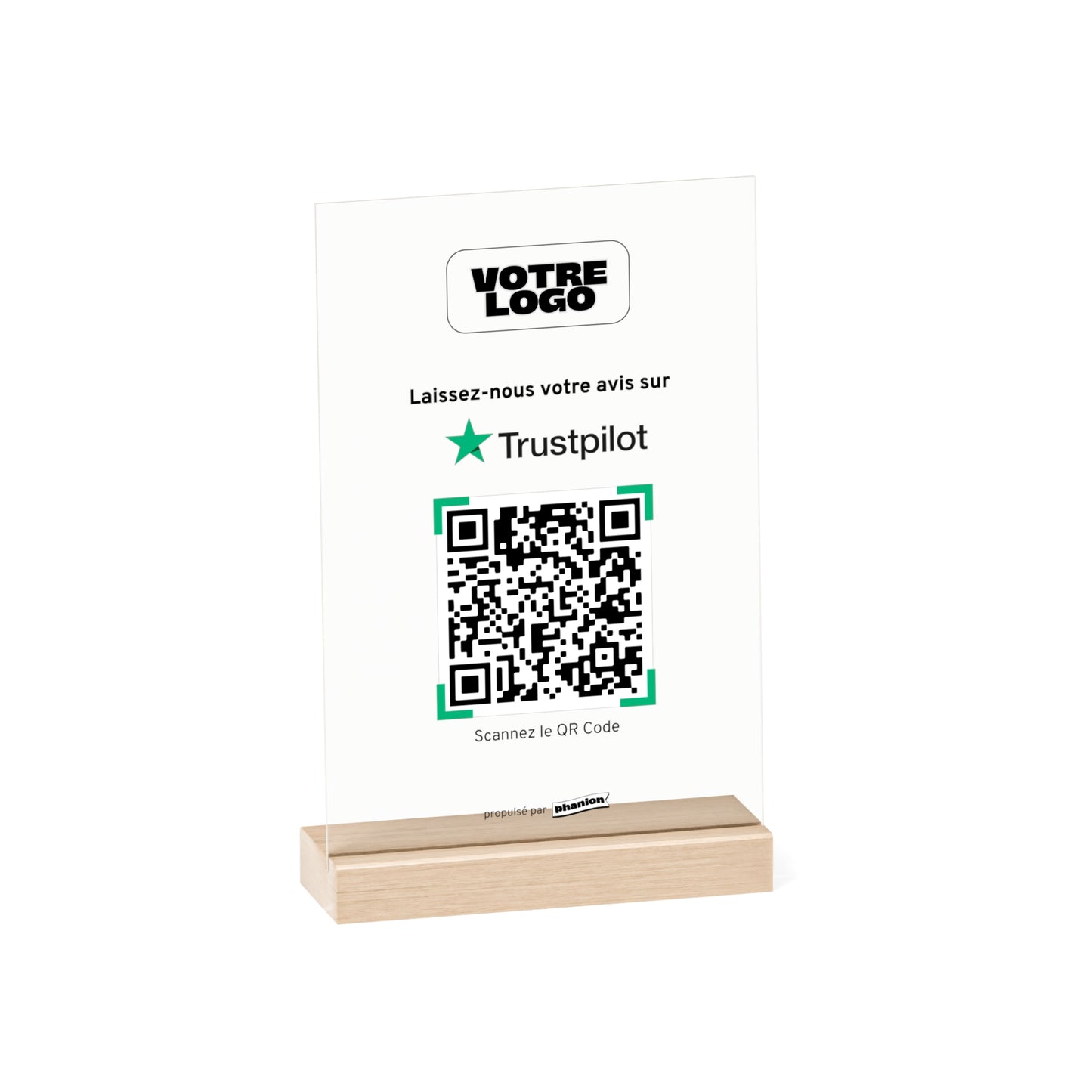 Plaque QR code Avis Trustpilot - Rectangulaire