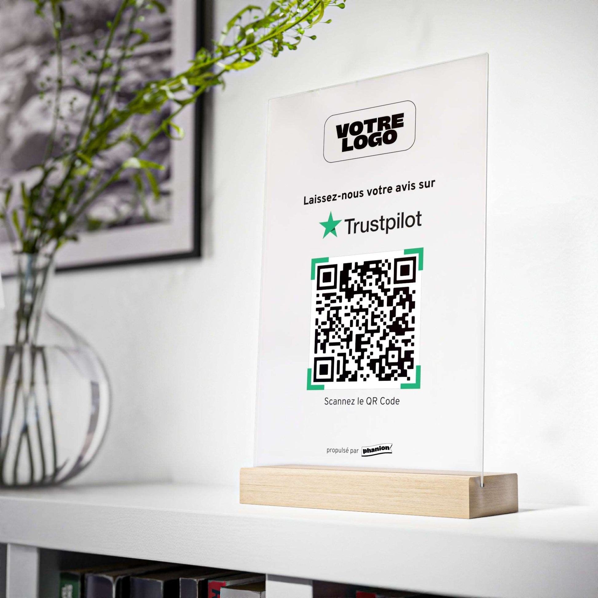 Plaque QR code Avis Trustpilot - Rectangulaire