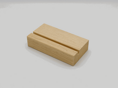 Socle en bois naturel avec fente pour plaque NFC Facebook Phanion