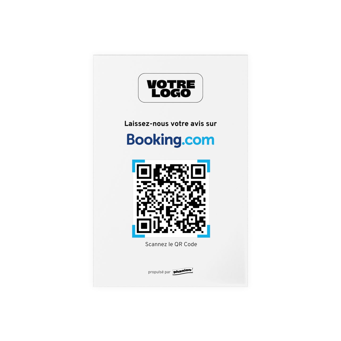 Plaque QR code Avis Booking - Rectangulaire