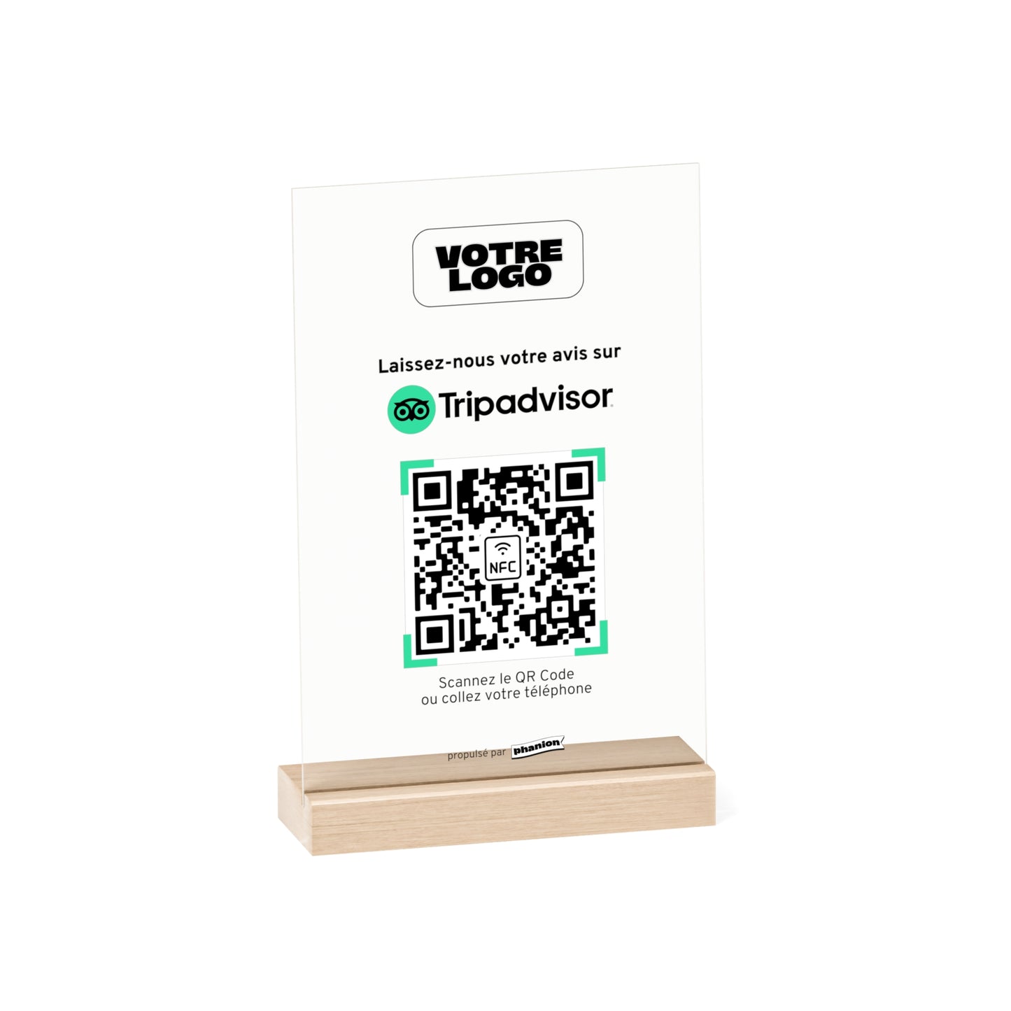 Plaque NFC & QR code Avis Tripadvisor - Rectangulaire