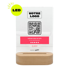 Plaque Airbnb Bandeau personnalisée LED socle bois