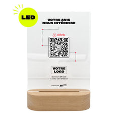 Plaque Airbnb Votre avis nous intéresse personnalisée LED socle bois
