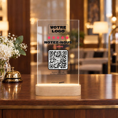 Plaque avis personnalisée LED à la réception d’un hôtel