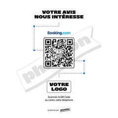 Plaque Booking Votre avis nous intéresse personnalisée LED socle bois
