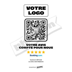 Plaque Booking Votre avis compte pour nous personnalisée LED socle bois