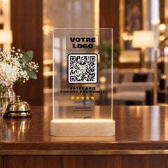 Plaque avis LED personnalisée à la réception d'un hôtel
