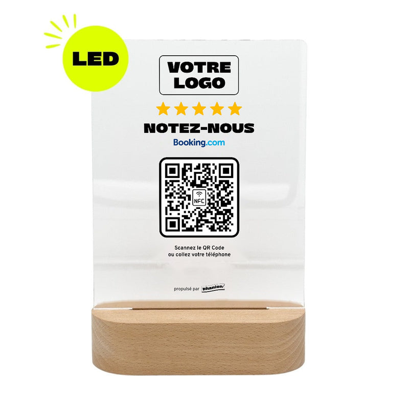 Plaque Avis Booking « Notez-nous » LED