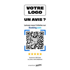 Plaque Booking Un avis ? personnalisée LED socle bois
