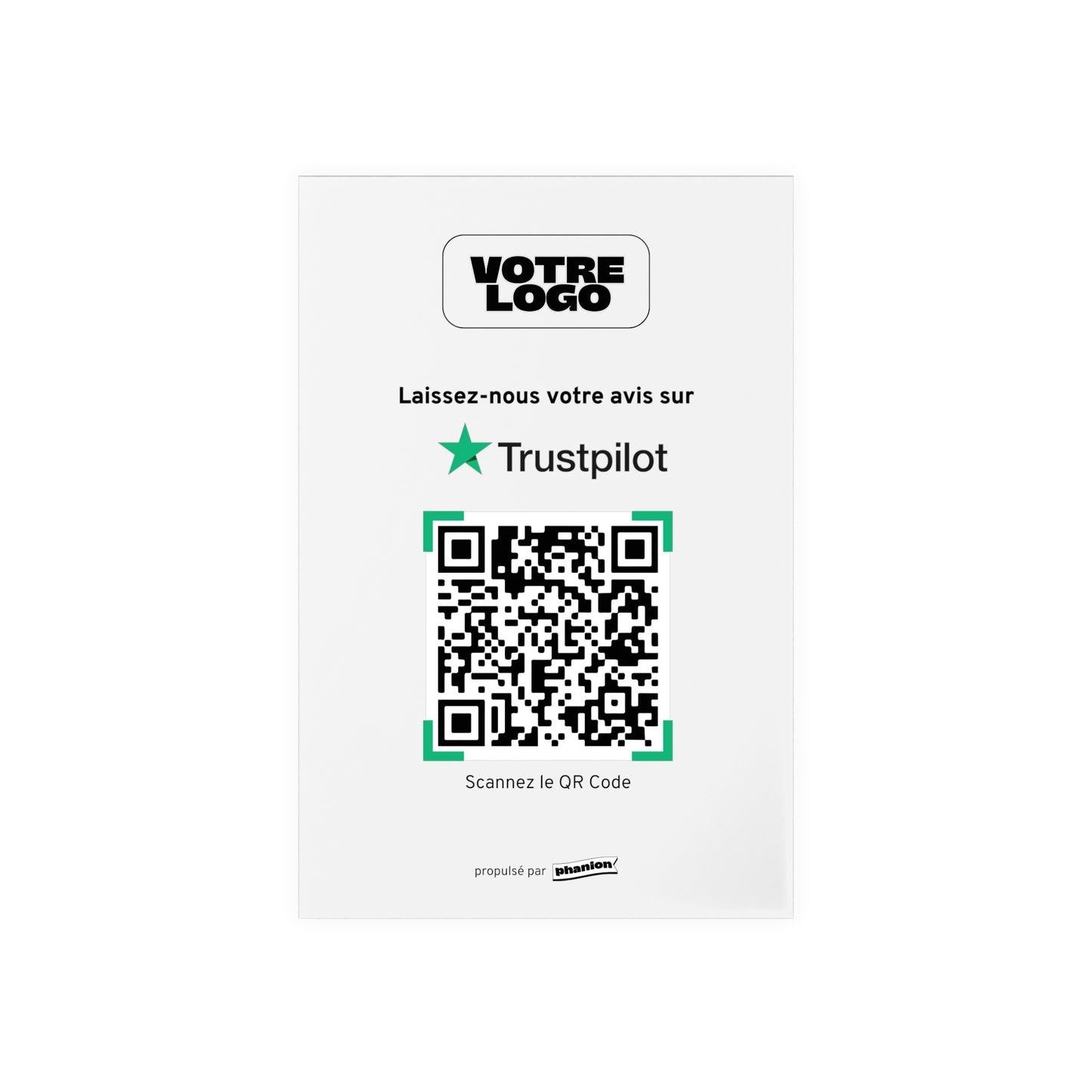 Plaque QR code Avis Trustpilot - Rectangulaire