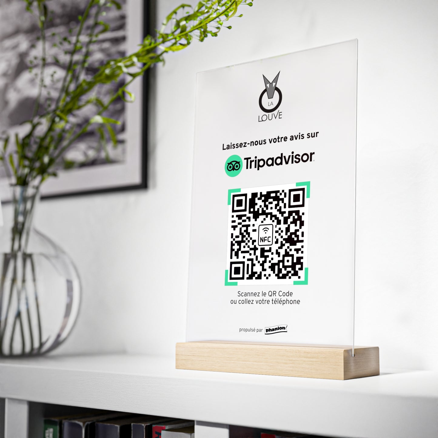 Plaque NFC & QR code Avis Tripadvisor - Rectangulaire