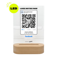 Plaque Facebook Post Facebook personnalisée LED socle bois