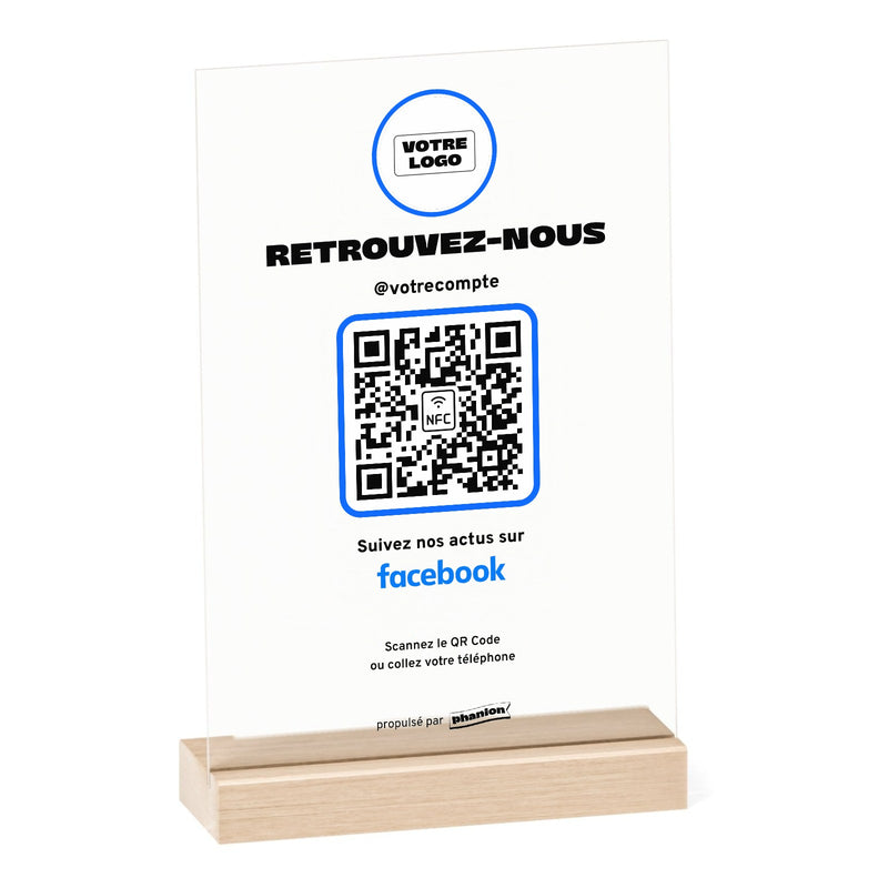 Plaque Facebook « Retrouvez-nous » Acrylique