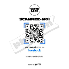 Plaque Facebook Scannez-moi personnalisée LED socle bois
