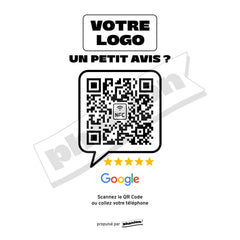 Plaque Google Un petit avis ? personnalisée LED socle bois