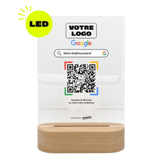 Plaque Google Barre de recherche Google personnalisée LED socle bois