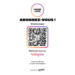 Plaque Instagram Abonnez-vous ! personnalisée LED socle bois
