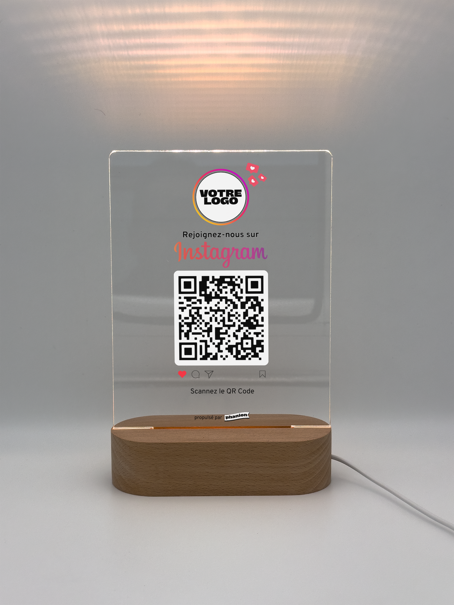 Plaque QR code Instagram - LED - Rectangulaire