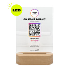 Plaque Instagram On vous a plu ? personnalisée LED socle bois