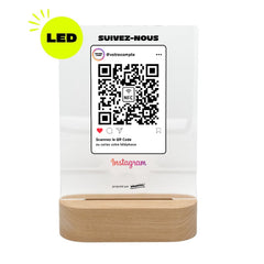 Plaque Instagram Post Instagram personnalisée LED socle bois
