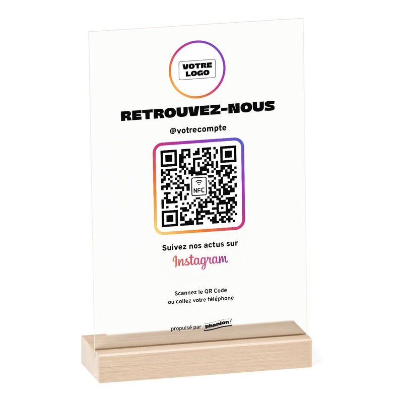 Plaque Instagram « Retrouvez-nous » Acrylique