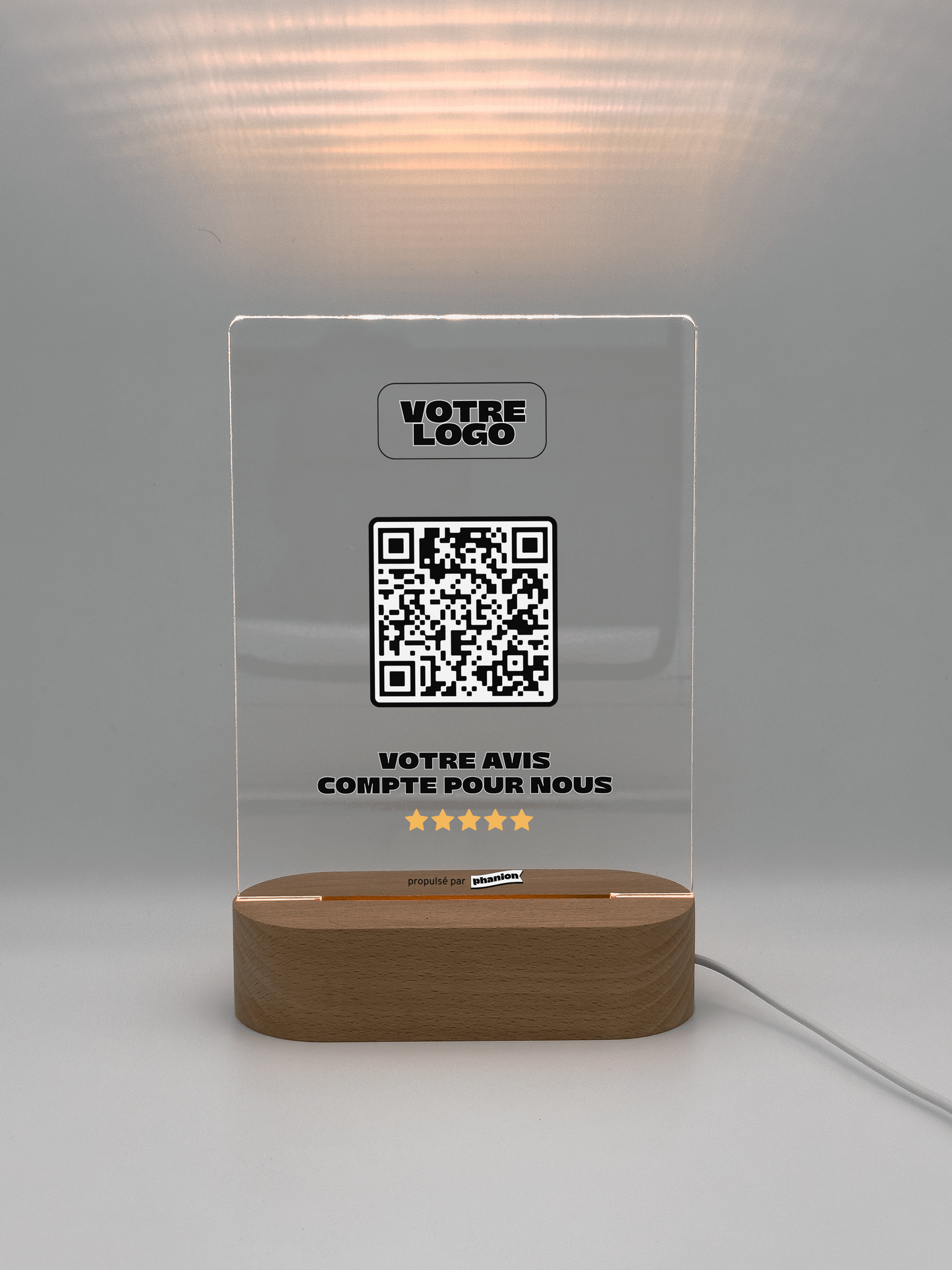 Plaque QR code Avis Google - LED - Rectangulaire