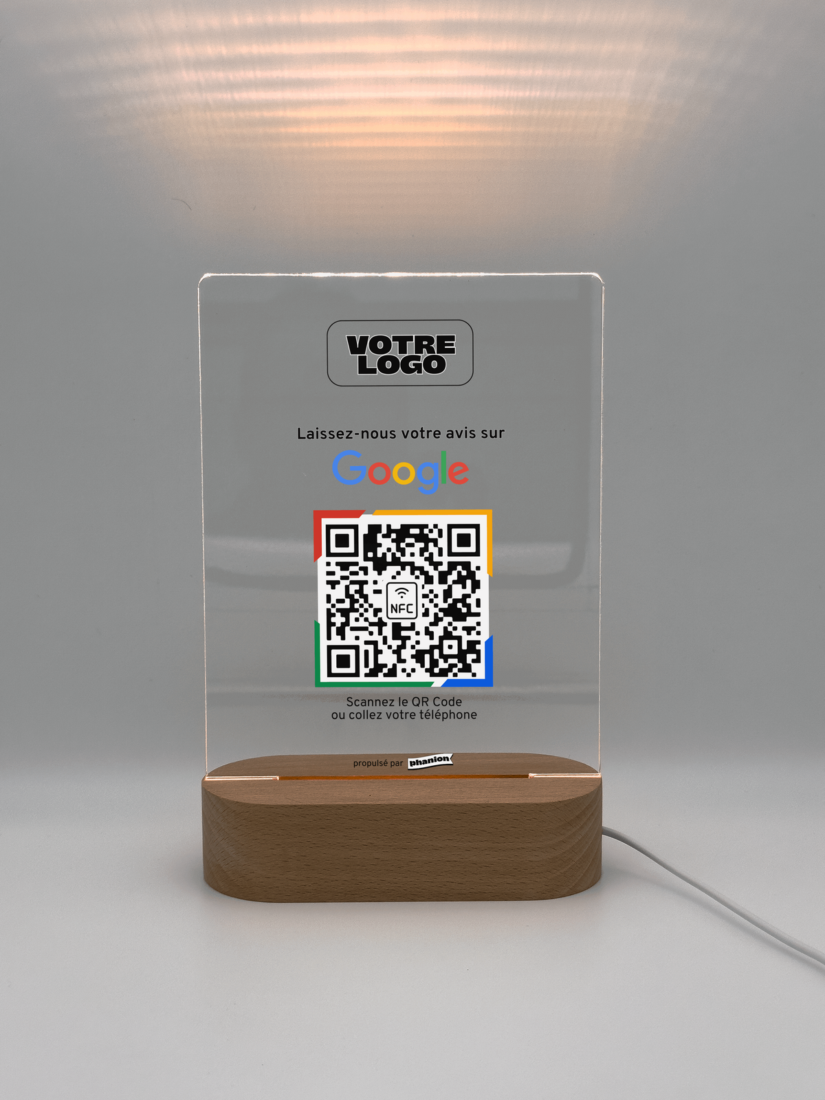 Plaque NFC & QR Code Pour Avis Google - 10x10cm, Fixation 3M, Compatible IPhone & Android