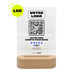 Plaque Meilleurs Agents Votre avis compte pour nous personnalisée LED socle bois