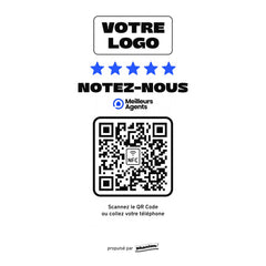Plaque Meilleurs Agents Notez-nous personnalisée LED socle bois