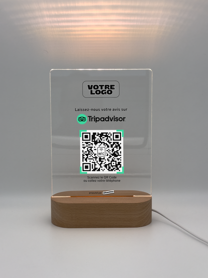 Plaque NFC & QR code Avis Tripadvisor - LED - Rectangulaire