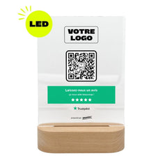Plaque Trustpilot Bandeau personnalisée LED socle bois