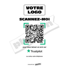 Plaque Trustpilot Scannez-moi personnalisée LED socle bois