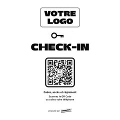 Plaque accueil Check-in personnalisée LED socle bois