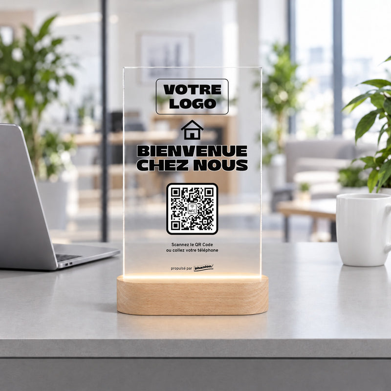 Plaque accueil personnalisée LED dans une agence