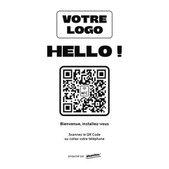 Plaque accueil Hello personnalisée LED socle bois