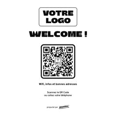 Plaque accueil Welcome personnalisée LED socle bois