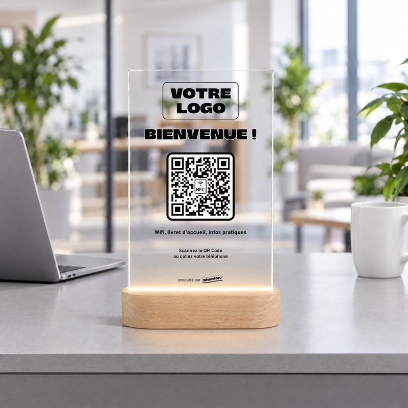 Plaque accueil personnalisée LED dans une agence