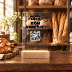 Plaque menu personnalisée LED dans une boulangerie