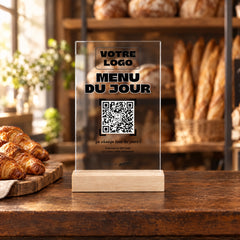 Plaque menu personnalisée en acrylique dans une boulangerie