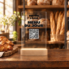 Plaque menu personnalisée LED dans une boulangerie