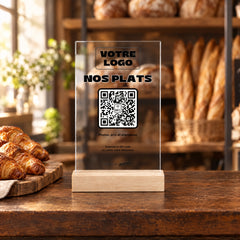 Plaque menu personnalisée en acrylique dans une boulangerie