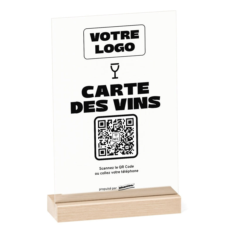 Plaque menu Carte des vins personnalisée en acrylique