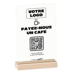 Plaque pourboire Payez-nous un café personnalisée en acrylique