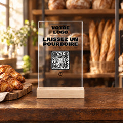 Plaque pourboire personnalisée en acrylique dans une boulangerie