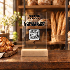 Plaque pourboire personnalisée LED dans une boulangerie